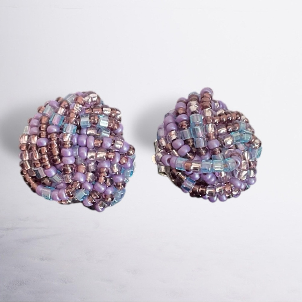 Vintage Jablonex Purple Beaded Knot Earrings